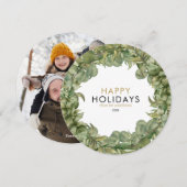 Weihnachtskranz Elegantes Foto Feiertagskarte (Vorne/Hinten)