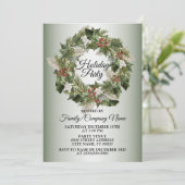 Weihnachtskranz Elegantes Party Einladung (Stehend Vorderseite)