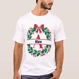 Weihnachtskranz Familie Matching Name Brief A T-Shirt