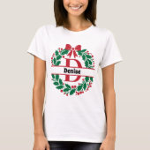 Weihnachtskranz Familie Matching Name Brief D T-Shirt (Vorderseite)