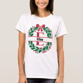 Weihnachtskranz Familie Matching Name Brief E T-Shirt (Vorderseite)