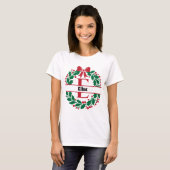Weihnachtskranz Familie Matching Name Brief E T-Shirt (Vorne ganz)