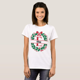 Weihnachtskranz Familie Matching Name Brief E T-Shirt