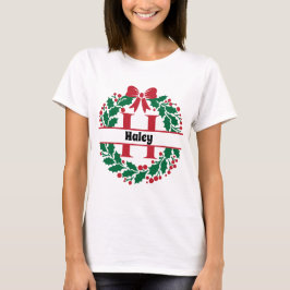 Weihnachtskranz Familie Matching Name Brief H T-Shirt
