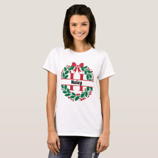 Weihnachtskranz Familie Matching Name Brief H T-Shirt