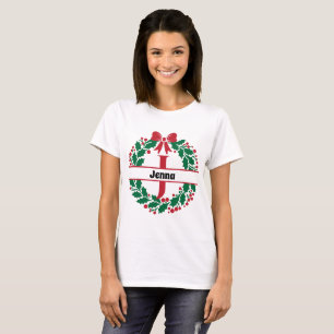 Weihnachtskranz Familie Matching Name Brief J T-Shirt