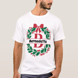 Weihnachtskranz Familie Matching Name Letter B T-Shirt