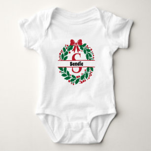 Weihnachtskranz Familie Matching Name Letter S Baby Strampler