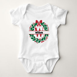 Weihnachtskranz Familie Matching Name Letter W Baby Strampler
