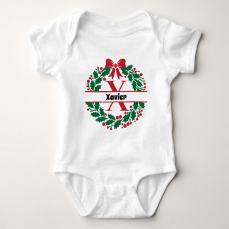 Weihnachtskranz Familie Matching Name Letter X Baby Strampler