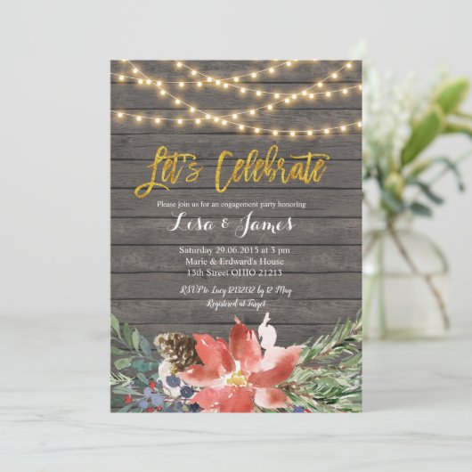 Weihnachtskranz Feiern Einladung (Stehend Vorderseite)