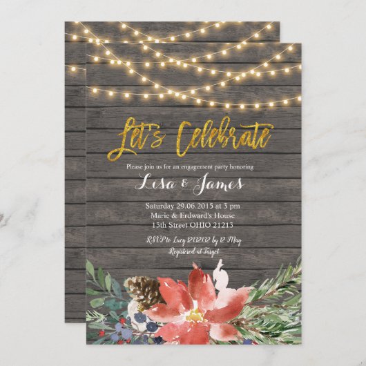 Weihnachtskranz Feiern Einladung (Vorne/Hinten)