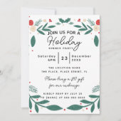 Weihnachtskranz-Feiertags-Dinnerparty-Laub Grüner Einladung (Vorderseite)