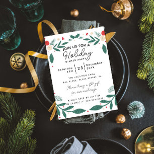 Weihnachtskranz-Feiertags-Dinnerparty-Laub Grüner Einladung