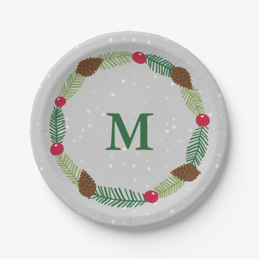 WeihnachtsKranz-Feiertags-Druck Pappteller (Vorderseite)