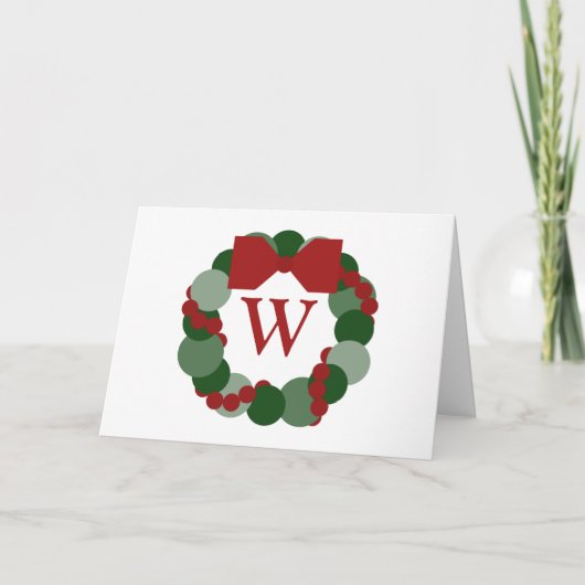 WeihnachtsKranz-Feiertags-Karte mit Monogramm Feiertagskarte (Vorderseite)