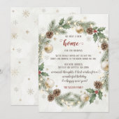Weihnachtskranz Feiertags Umzugsankündigung Einladung (Vorne/Hinten)