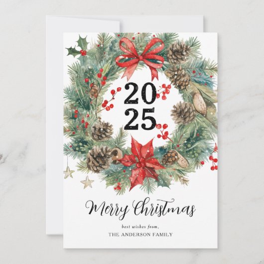 Weihnachtskranz Feiertagskarte (Vorderseite)