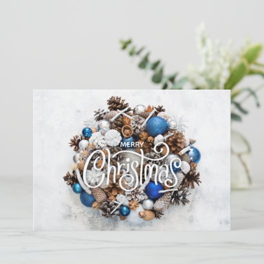 Weihnachtskranz Feiertagskarte (Stehend Vorderseite)