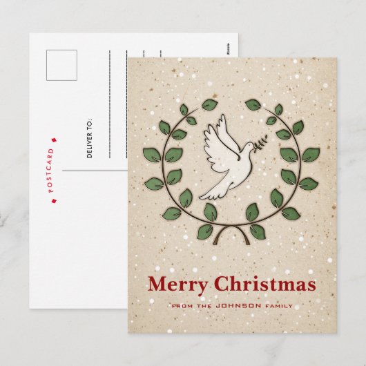 Weihnachtskranz Feiertagspostkarte (Vorne/Hinten)