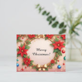 Weihnachtskranz Feiertagspostkarte (Stehend Vorderseite)