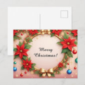 Weihnachtskranz Feiertagspostkarte (Vorne/Hinten)