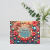 Weihnachtskranz Feiertagspostkarte (Stehend Vorderseite)