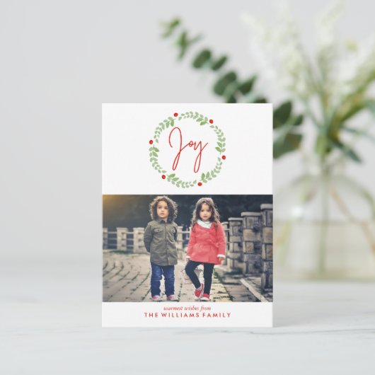 Weihnachtskranz Feiertagspostkarte (Stehend Vorderseite)