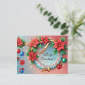 Weihnachtskranz Feiertagspostkarte (Stehend Vorderseite)