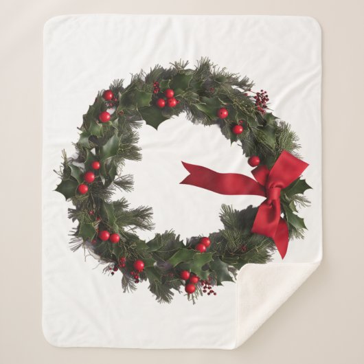Weihnachtskranz Fleece-Decke Sherpadecke (Vorderseite)