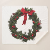 Weihnachtskranz Fleece-Decke Sherpadecke (Vorderseite (Horizontal))