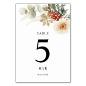 Weihnachtskranz Florale Winterhochzeit Tischnummer (Rückseite)