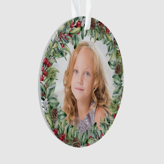 Weihnachtskranz-Foto - Doppelseitig Ornament (Vorderseite)