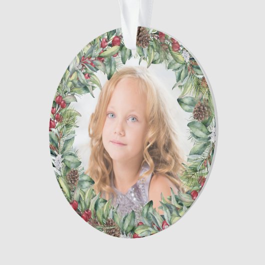 Weihnachtskranz-Foto - Doppelseitig Ornament (Vorderseite)