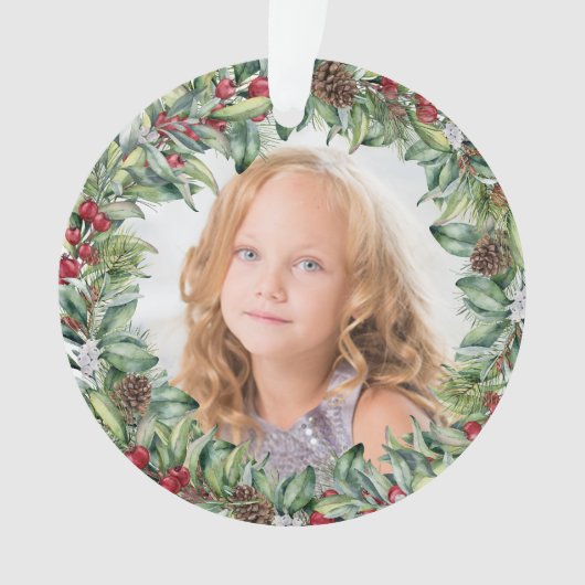Weihnachtskranz-Foto - Doppelseitig Ornament (Vorderseite)