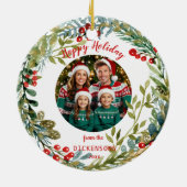 Weihnachtskranz-Foto Keramik Ornament (Hinten)