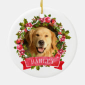 Weihnachtskranz-Foto Keramik Ornament (Hinten)