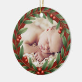 Weihnachtskranz-Foto Keramik Ornament (Links)