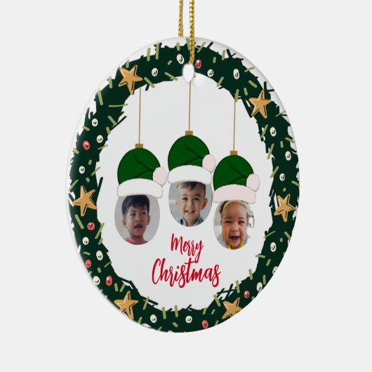 Weihnachtskranz-Foto Keramik Ornament (Rechts)