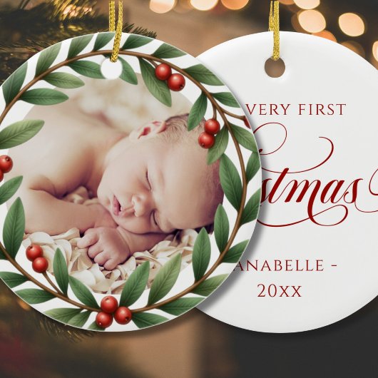 Weihnachtskranz-Foto Keramik Ornament