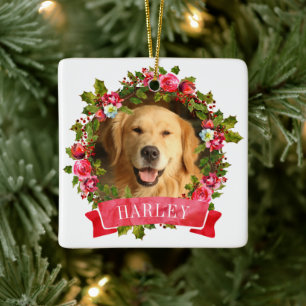 Weihnachtskranz-Foto Keramikornament