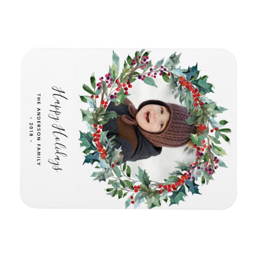 Weihnachtskranz-Foto Magnet (Horizontal)