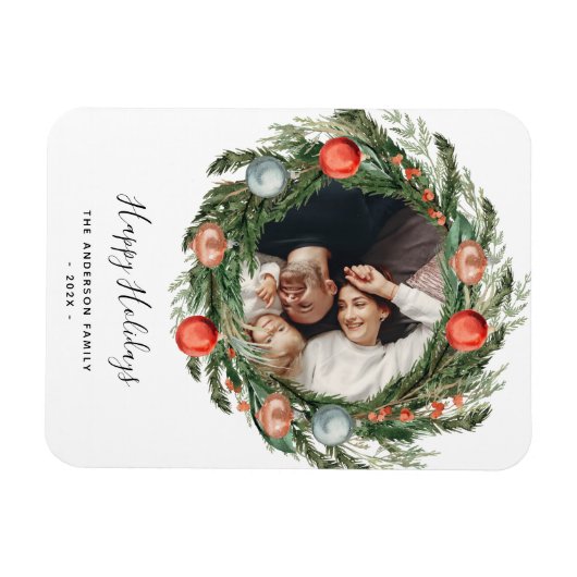 Weihnachtskranz-Foto Magnet (Horizontal)