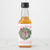 Weihnachtskranz Foto Rahmen Spaß Urlaub Mini Alkoholflaschenetikett (Vorderseite)