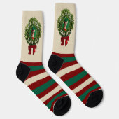 Weihnachtskranz Foto Strickte Weihnachtssocken Socken (Rechts)