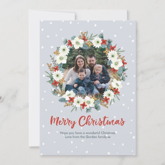 Weihnachtskranz Foto Weihnachtskarte Feiertagskarte (Vorderseite)