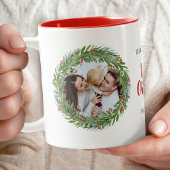 Weihnachtskranz-Foto Zweifarbige Tasse