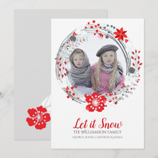 Weihnachtskranz-Fotokarte Feiertagskarte (Vorne/Hinten)