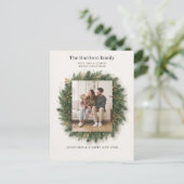 Weihnachtskranz-Fotorahmen-Grußdesign Postkarte (Stehend Vorderseite)