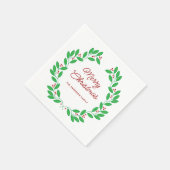 Weihnachtskranz Frohe Weihnachten Handgezeichnet Serviette (Ecke)